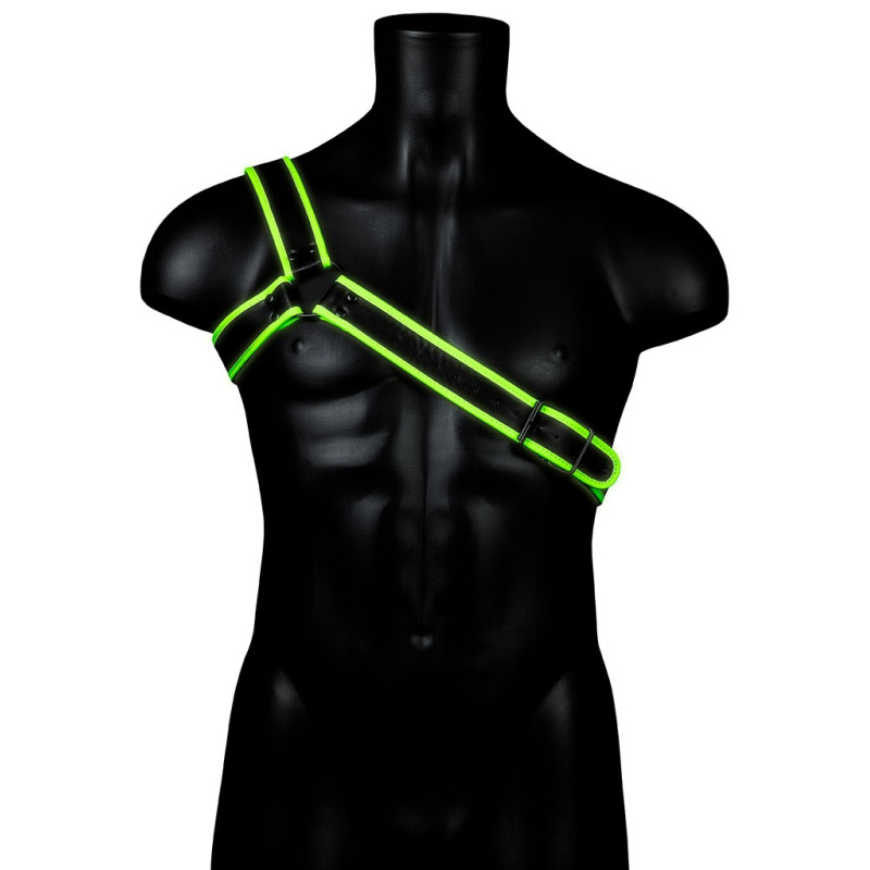 Ouch! Harnais phosphorescent Gladiator Glow Noir-Vert Neon